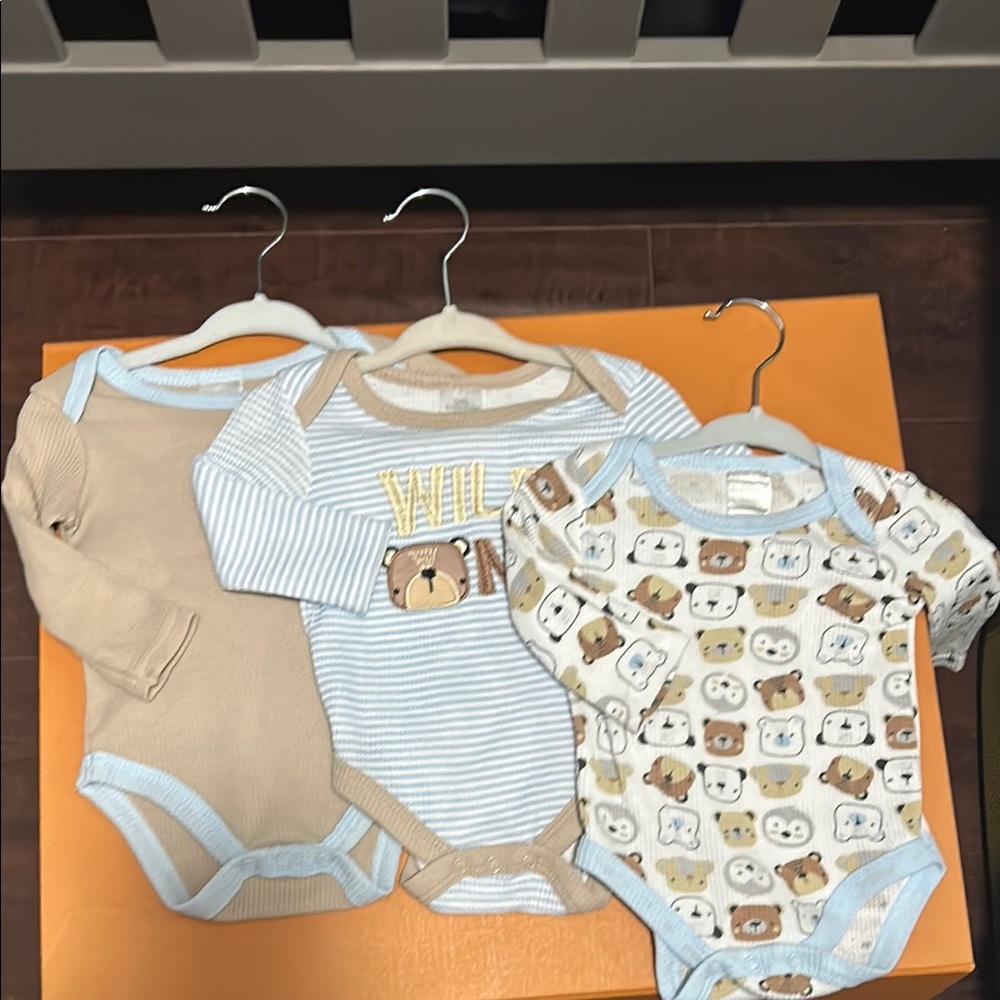 Cute Animal and Striped Baby Bodysuit Trio